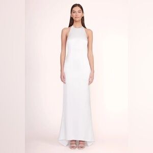 STAUD Janet White Backless Halter Dress